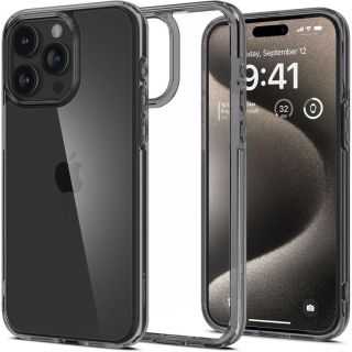 Spigen Ultra Hybrid iPhone 15 Pro Max ütésálló szilikon hátlap tok - átlátszó/szürke