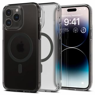 Spigen Ultra Hybrid MagSafe iPhone 14 Pro Max ütésálló szilikon hátlap tok - átlátszó/fekete