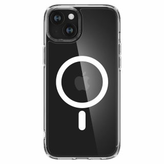 Spigen Ultra Hybrid MagSafe iPhone 15 Plus ütésálló szilikon hátlap tok - átlátszó/fehér