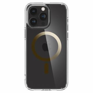 Spigen Ultra Hybrid Mag MagSafe iPhone 15 Pro ütésálló szilikon hátlap tok - átlátszó/arany