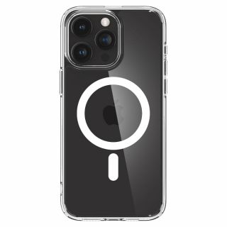 Spigen Ultra Hybrid Mag MagSafe iPhone 15 Pro Max ütésálló szilikon hátlap tok - átlátszó/fehér