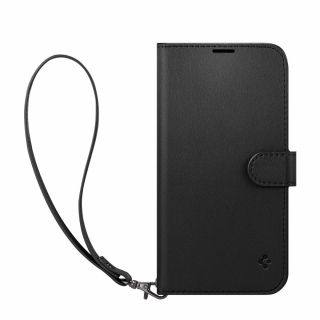 Spigen Wallet S iPhone 14 kinyitható bőr tok - fekete