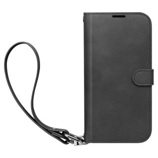 Spigen Wallet S Pro iPhone 15 Pro kinyitható bőr tok nyakpánttal - fekete