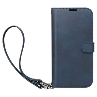 Spigen Wallet S Pro iPhone 15 Pro Max kinyitható bőr tok nyakpánttal - kék