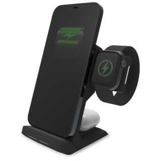 STM ChargeTree Go 3in1 MagSafe iPhone + Apple Watch + AirPods Qi összecsukható vezeték nélküli töltő állvány - fekete