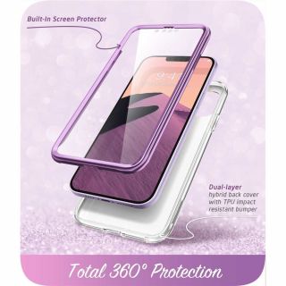 Supcase Cosmo iPhone 14 / 13 szilikon ütésálló tok + előlap - lila