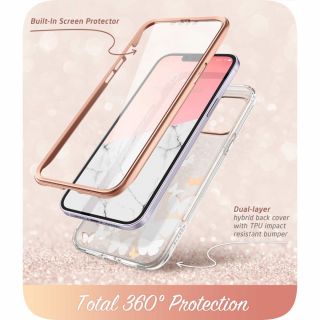 Supcase Cosmo iPhone 14 / 13 szilikon ütésálló tok + előlap - rózsaszín/lepkés