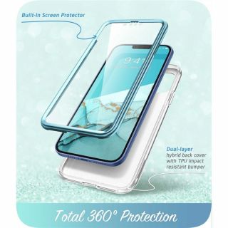 Supcase Cosmo iPhone 14 Plus szilikon ütésálló tok + előlap - kék