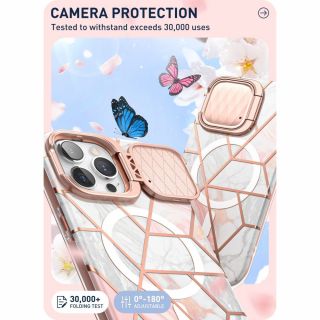 Supcase Cosmo Mag MagSafe iPhone 15 Pro ütésálló tok kijelzővédővel - márvány/rózsaszín