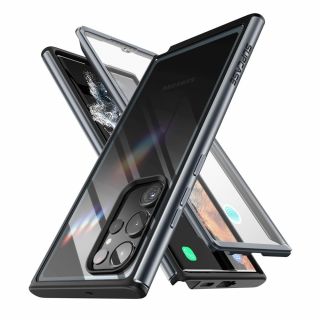 Supcase Edge XT Samsung Galaxy S23 Ultra ütésálló hátlap tok kijelzővédővel - fekete/átlátszó