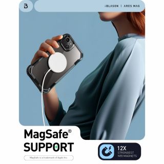 Supcase IBLSN Ares Mag MagSafe iPhone 15 kemény ütésálló tok kijelzővédővel - fekete