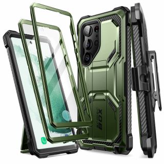 Supcase IBLSN Armorbox Samsung Galaxy S23 Ultra ütésálló hátlap tok 2db kijelzővédővel - zöld