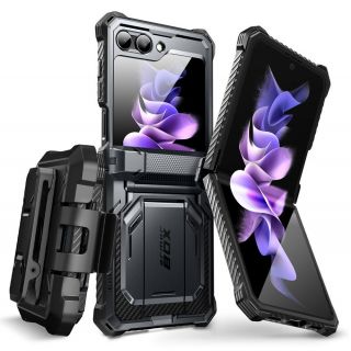 Supcase IBLSN ArmorBox Samsung Galaxy Z Flip 5 ütésálló tok kijelzővédővel - fekete
