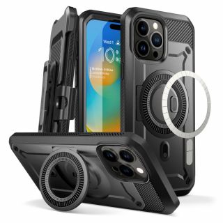 Supcase Unicorn Beetle Pro Mag MagSafe iPhone 15 Pro kemény ütésálló tok kijelzővédővel - fekete