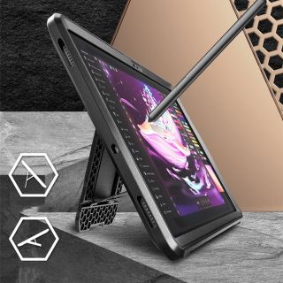 Supcase Unicorn Beetle Pro Samsung Galaxy Tab S9 FE+ Plus 12,4" X610 / X616B ütésálló kemény tok + állvány + előlap - fekete
