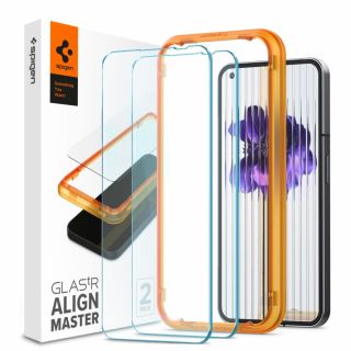 Spigen AlignMaster GlasTR Nothing Phone 1 teljes kijelzővédő üveg felhelyező kerettel - 2db