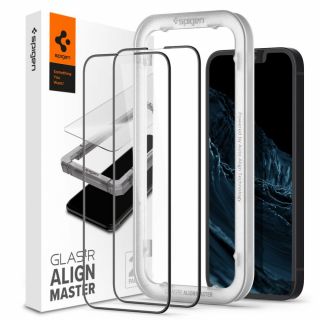 Spigen GLAS.tR AlignMaster Full Cover iPhone 13 / 13 Pro teljes kijelzővédő üvegfólia + felhelyező - 2db