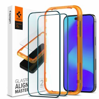Spigen Glas.tR AlignMaster iPhone 14 Pro Max teljes kijelzővédő üveg felhelyező kerettel  - 2db