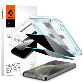 Spigen GLAS.tR EZ Fit Privacy Samsung Galaxy S24+ Plus betekintésgátló kijelzővédő üveg felhelyező applikátorral - 2db