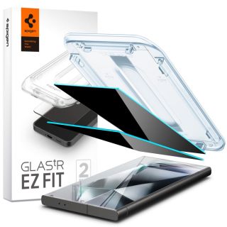 Spigen Glas.tR EZ Fit Privacy Samsung Galaxy S24 Ultra betekintésgátló üveg felhelyező applikátorral - 2db