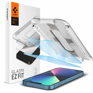 Spigen GLAS.tR EZ Fit Antiblue iPhone 14 / 13 / 13 Pro kékfényszűrős kijelzővédő üvegfólia + felhelyező - 2db