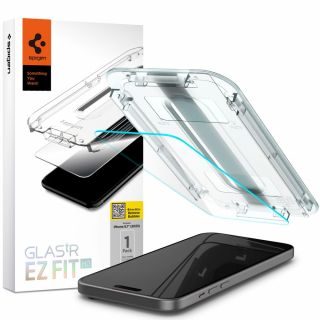 Spigen GLAS.tR EZ Fit iPhone 15 kijelzővédő üvegfólia felhelyezőkerettel