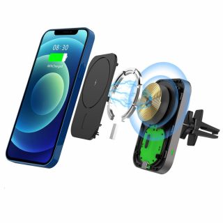 Tech-Protect CW19 MagSafe iPhone mágneses autós tartó és Qi töltő - szellőzőrácsos