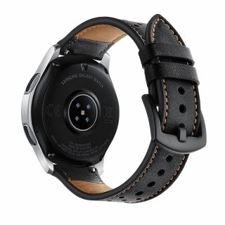 Tech-Protect Leather Samsung Galaxy Watch 1 46mm / 3 45mm bőr szíj (22mm széles) - fekete