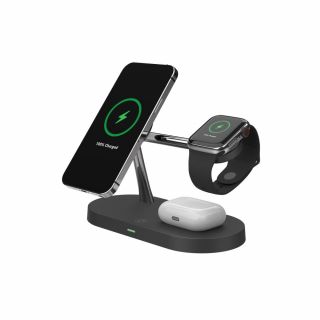 Tech-Protect A14 3in1 MagSafe iPhone + Apple Watch + AirPods Qi vezeték nélküli töltő állvány - fekete