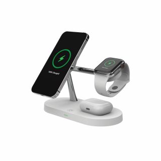 Tech-Protect A14 3in1 MagSafe iPhone + Apple Watch + AirPods Qi vezeték nélküli töltő állvány - fehér