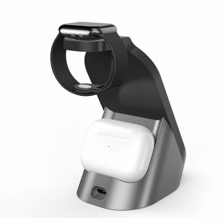 Tech-Protect H18 3in1 iPhone + Apple Watch + AirPods Qi vezeték nélküli töltő állvány - fekete