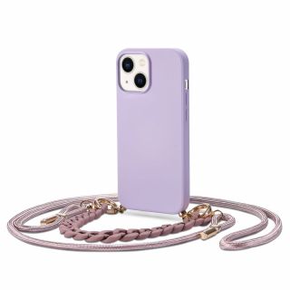 Tech-Protect Icon Chain iPhone 14 Plus szilikon hátlap tok nyakpánttal - lila