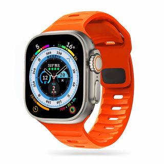 iKi Rugged Apple Watch 45mm / 44mm / 42mm / Ultra 49mm szilikon szíj - narancssárga