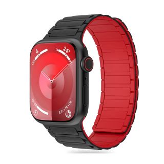 Tech-protect Icon Band Magnetic Apple Watch 45mm / 44mm / 42mm / Ultra 49mm szilikon mágneses szíj - fekete/ piros