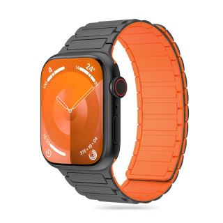 Tech-protect Icon Band Magnetic Apple Watch 45mm / 44mm / 42mm / Ultra 49mm szilikon mágneses szíj - titán/ narancssárga