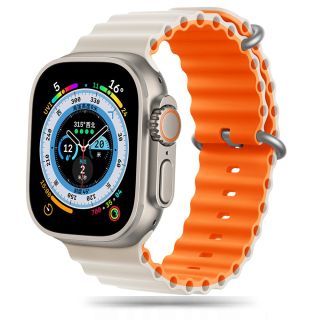 iKi Apple Watch 45mm / 44mm / 42mm / Ultra 49mm Óceán szilikon szíj - csillagfény/narancssárga