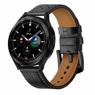 Tech-Protect Leather Samsung Galaxy Watch 4 / 4 Classic / 5 / 5 Pro / 6 / 6 Classic bőr szíj (20mm széles) - fekete