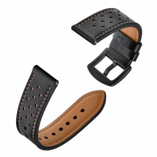Tech-Protect Leather Samsung Galaxy Watch 4 / 4 Classic / 5 / 5 Pro / 6 / 6 Classic bőr szíj (20mm széles) - fekete
