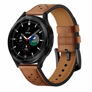 Tech-Protect Leather Samsung Galaxy Watch 4 / 4 Classic / 5 / 5 Pro / 6 / 6 Classic bőr szíj (20mm széles) - barna
