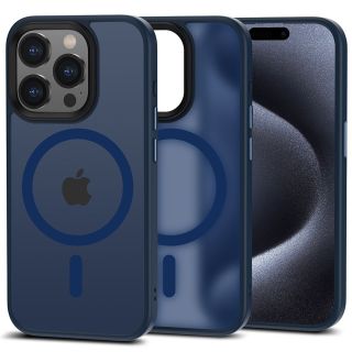 Tech-Protect Magmat MagSafe iPhone 15 Pro kemény hátlap tok - matt kék