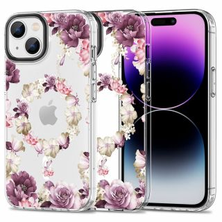 Tech-Protect Magmood MagSafe iPhone 15 szilikon hátlap tok - virágos/rózsaszín