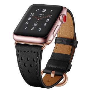 Tech-Protect Milano Apple Watch 45mm / 44mm / 42mm bőr szíj - fekete