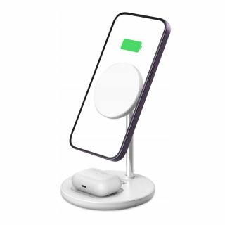 Tech-Protect A21 2in1 MagSafe iPhone + AirPods Qi vezeték nélküli töltő állvány - fehér