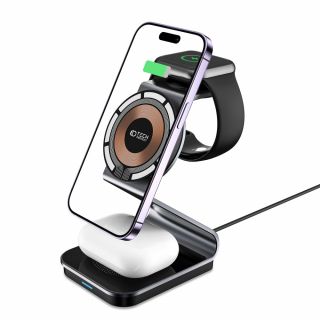 Tech-Protect A29 MagSafe iPhone + Apple Watch + AirPods Qi vezeték nélküli töltő állvány - fekete