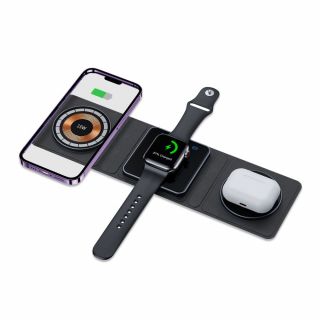 Tech-Protect QI15W-A31 3in1 MagSafe iPhone + Apple Watch + AirPods Qi vezeték nélküli töltő állvány - fekete
