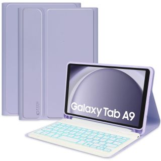 Tech-Protect Smartcase Samsung Galaxy Tab A9 8,7” X110 / X115 billentyűzetes (Angol) kinyitható tok ceruzatartóval - lila