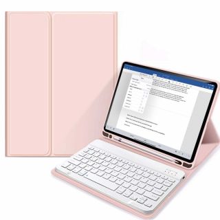 Tech-Protect Smartcase Pencil iPad 10,2” (2021/2020/2019) kinyitható tok + billentyűzet (Angol) - rózsaszín