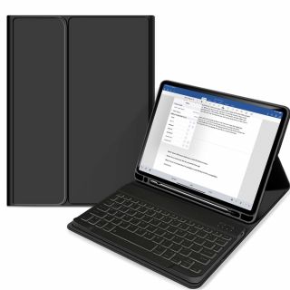 Tech-Protect Smartcase Pencil iPad Air 5 (2022) / 4 (2020) kinyitható tok + billentyűzet (Angol) - fekete