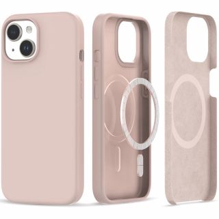 Tech-Protect Silicone MagSafe iPhone 15 szilikon hátlap tok - rózsaszín