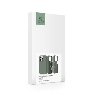 Tech-Protect Silicone MagSafe iPhone 15 Pro Max szilikon hátlap tok - zöld